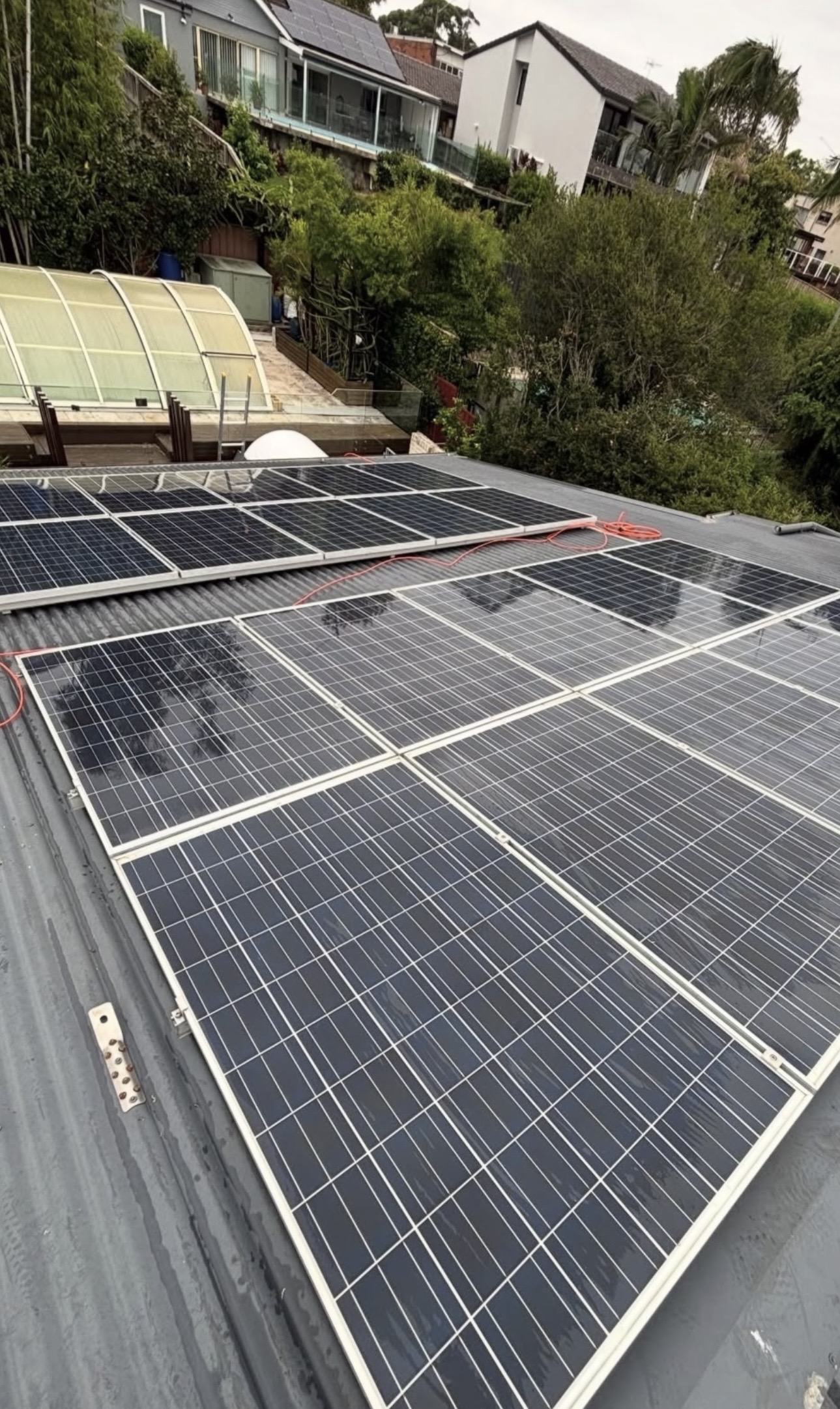 Fully restored and clean solar panels