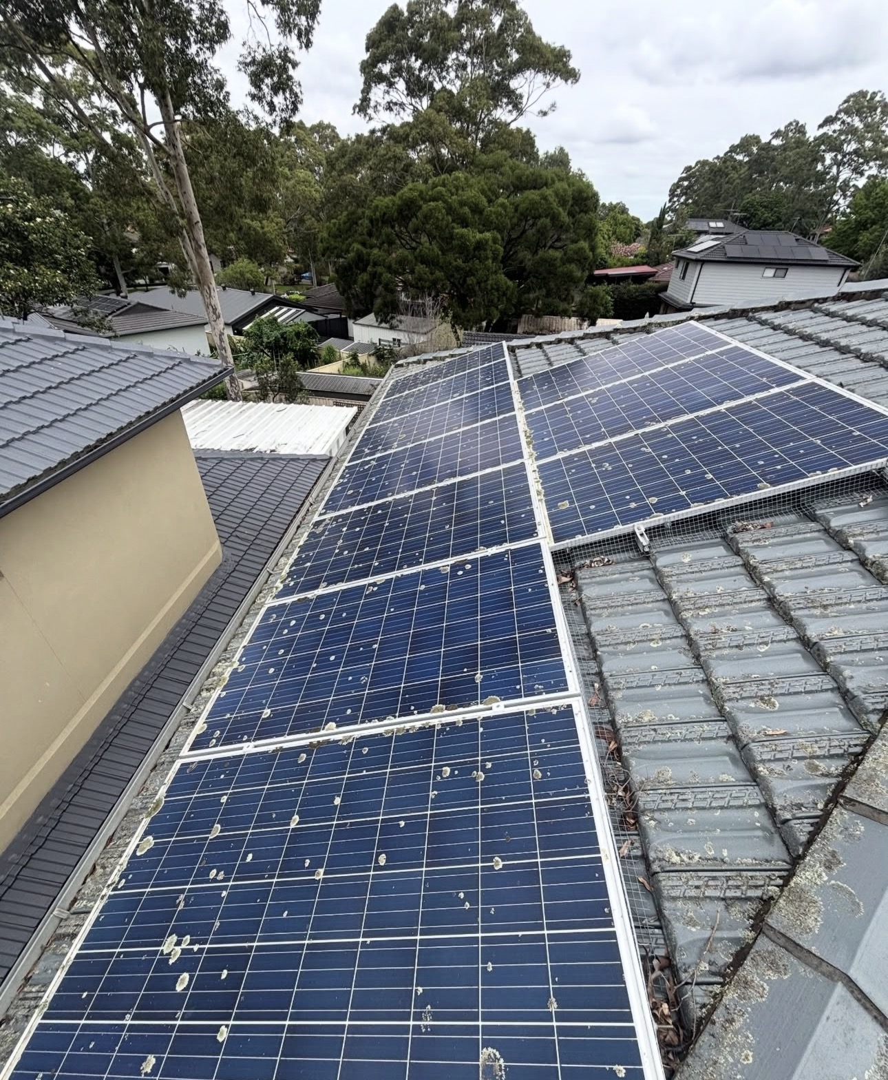 Dirty panels before cleaning