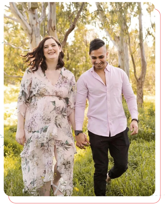 Couple walking in a park