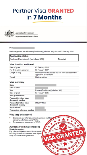 Visa grant notification