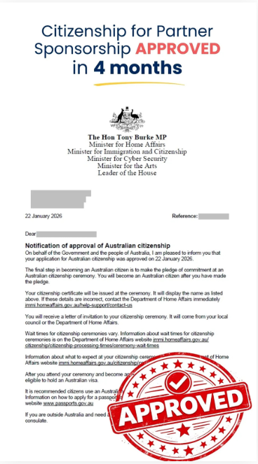 Visa grant notification