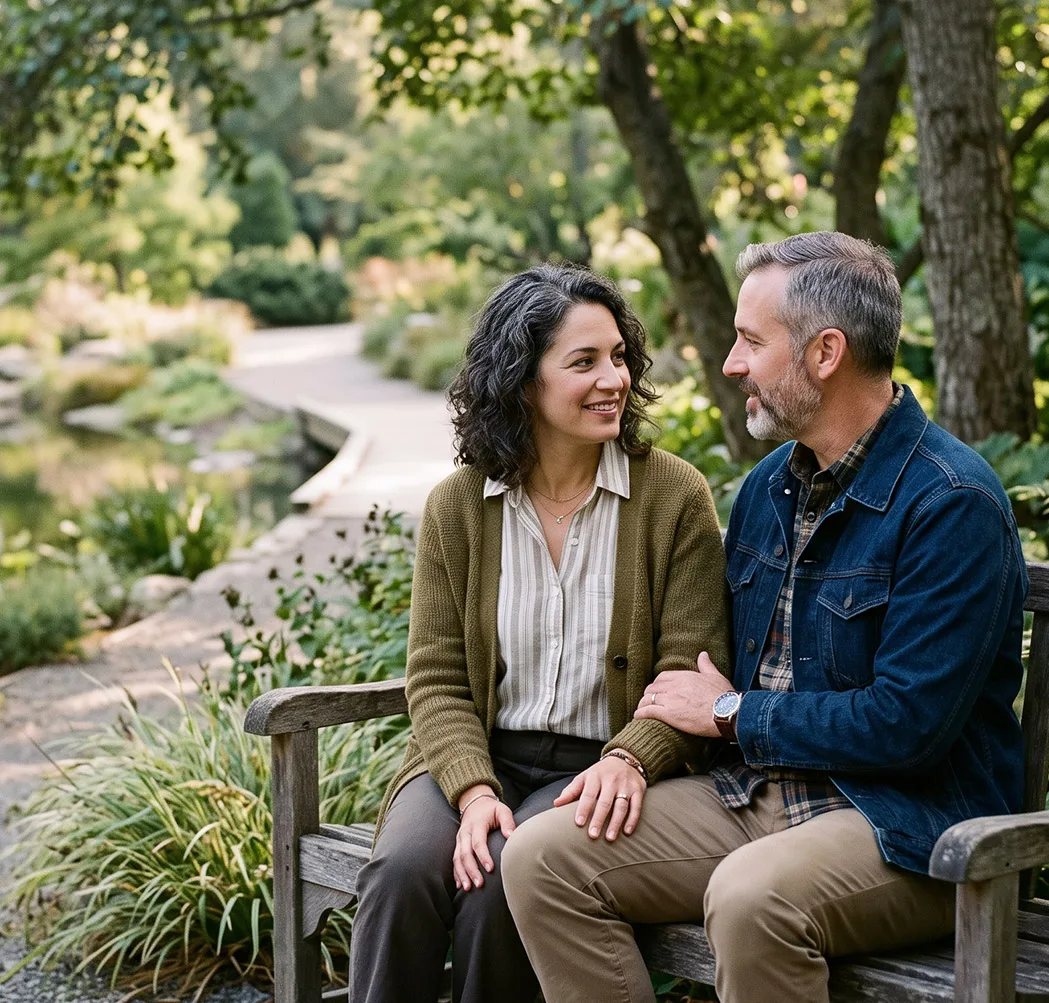 Couple improving communication through marriage counselling