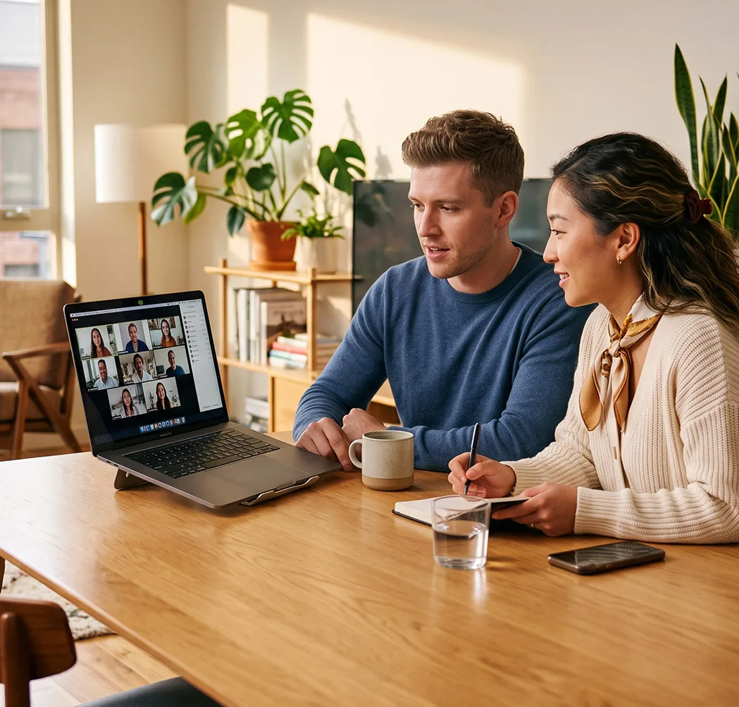 Couple attending online relationship counselling session